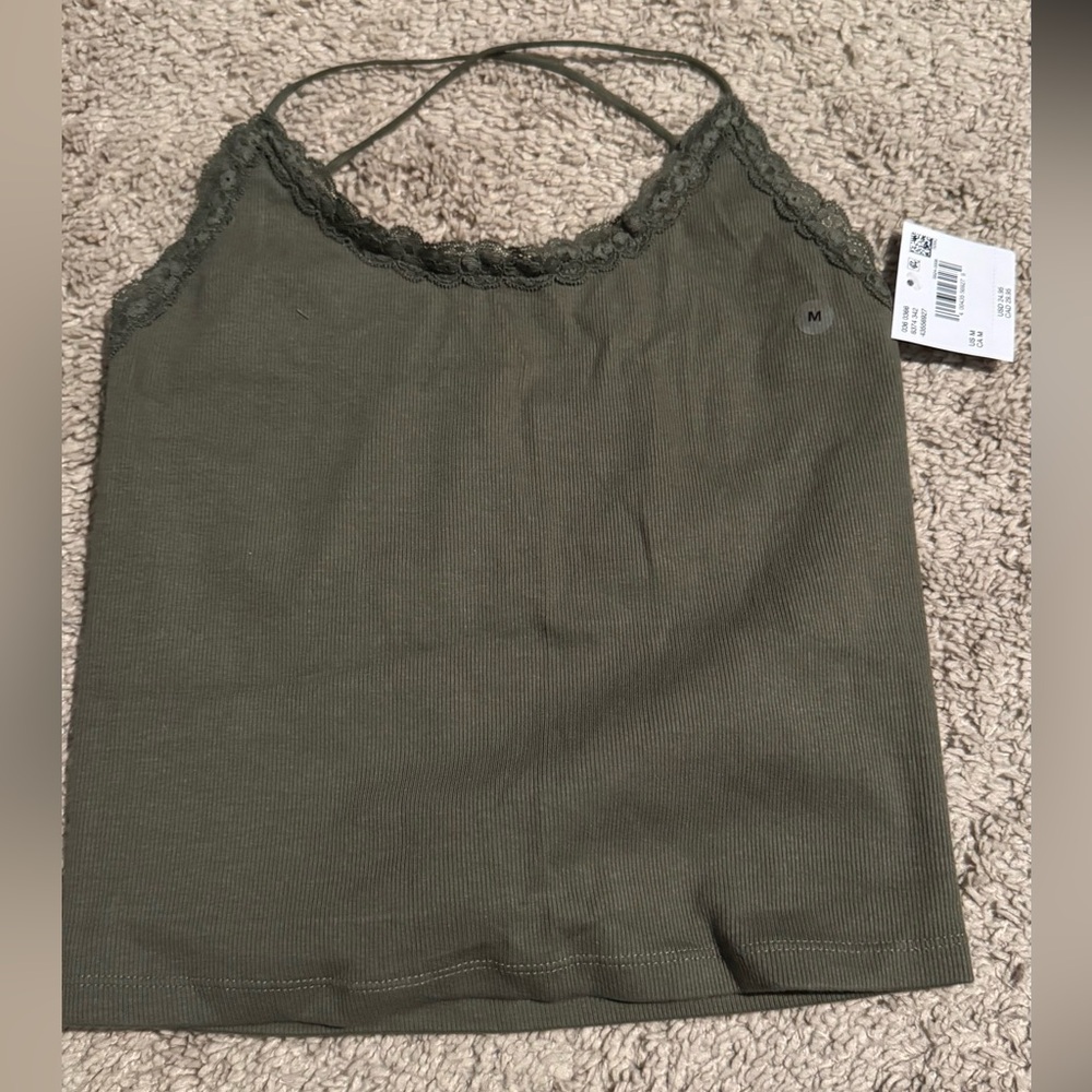 American Eagle Outfitters Khaki Lace Cami Top